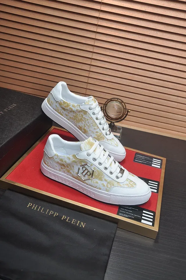 Philipp Plein Sneakers Lifestyle Blanc Or Low-Top Cuir Supérieur 6