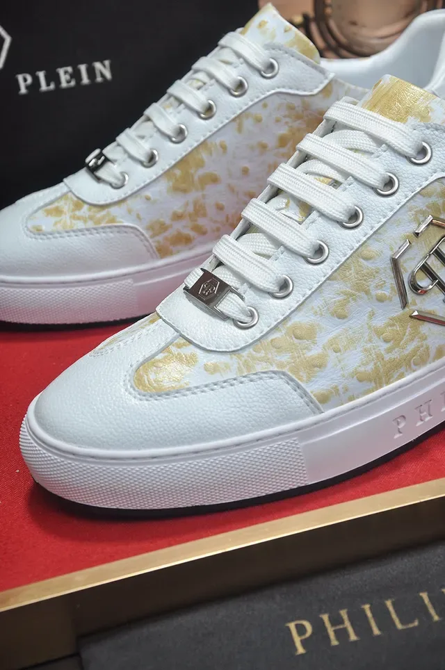 Philipp Plein Sneakers Lifestyle Blanc Or Low-Top Cuir Supérieur 8