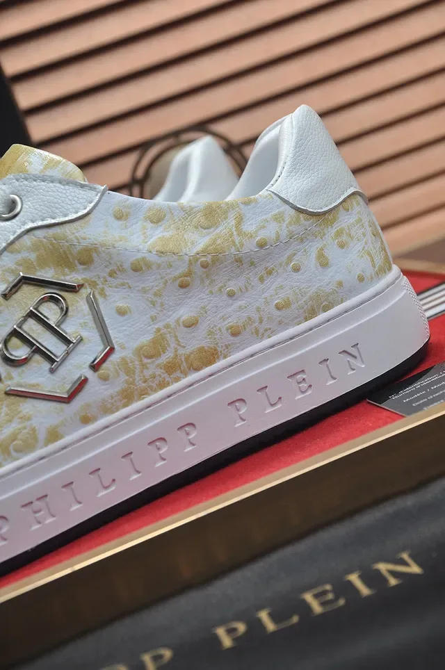 Philipp Plein Sneakers Lifestyle Blanc Or Low-Top Cuir Supérieur 9