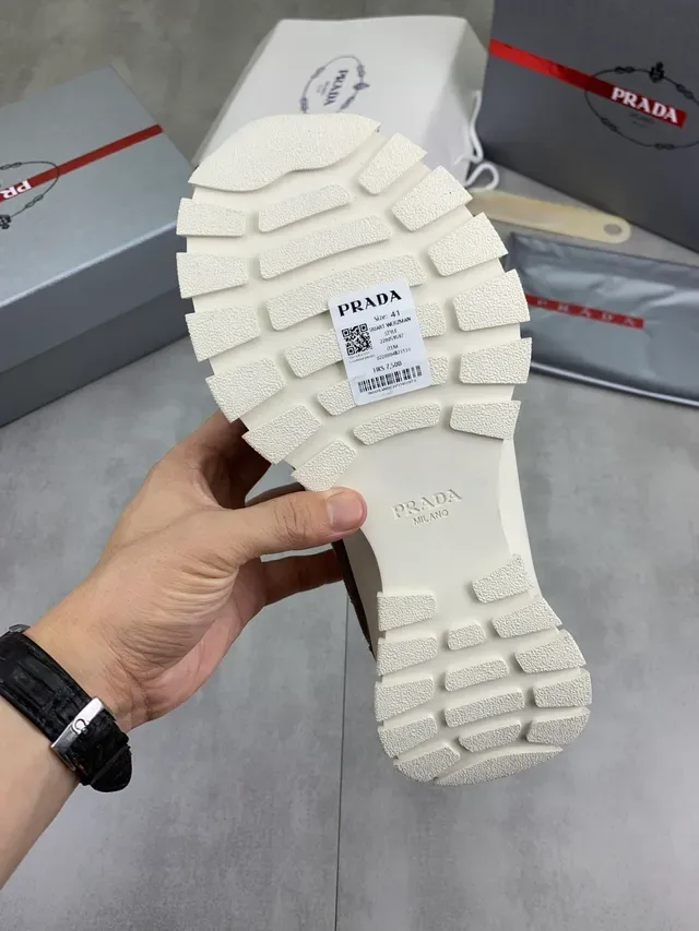 Prada Beige and Brown Mesh Suede Chunky Sneakers 2