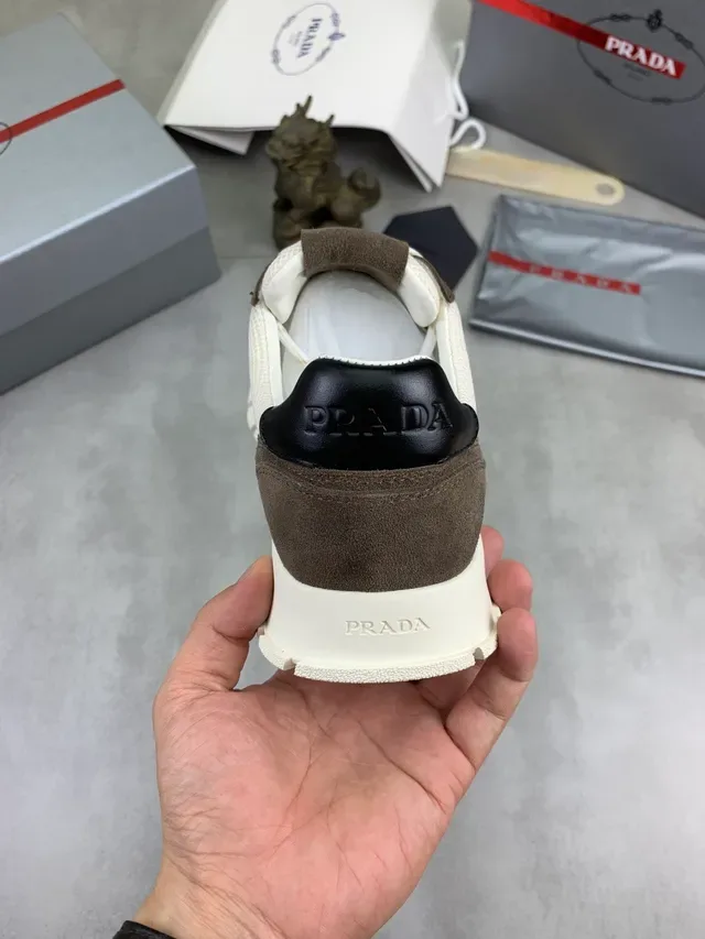 Prada Beige and Brown Mesh Suede Chunky Sneakers 3