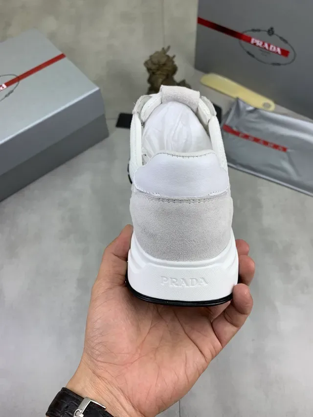 Prada Beige Black Mixed-Material Upper Textured Suede And Mesh Panels Lifestyle Sneakers 2