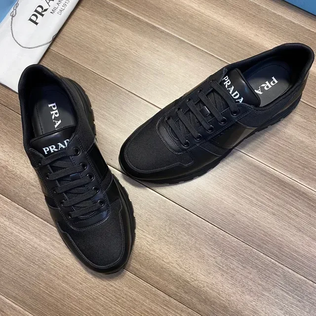 Prada Black Blue Low-Top Mixed-Material Upper Lifestyle Sneakers 2