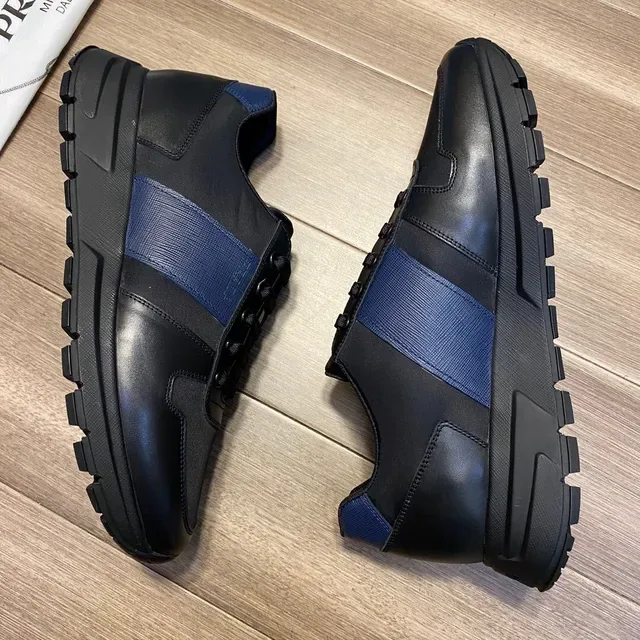 Prada Black Blue Low-Top Mixed-Material Upper Lifestyle Sneakers 3
