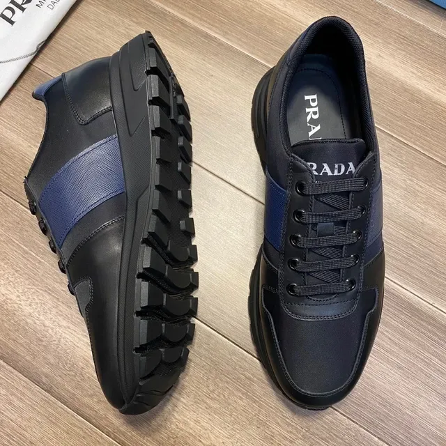 Prada Black Blue Low-Top Mixed-Material Upper Lifestyle Sneakers 4