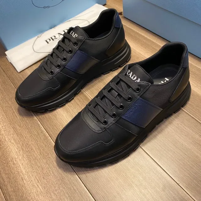 Prada Black Blue Low-Top Mixed-Material Upper Lifestyle Sneakers 5