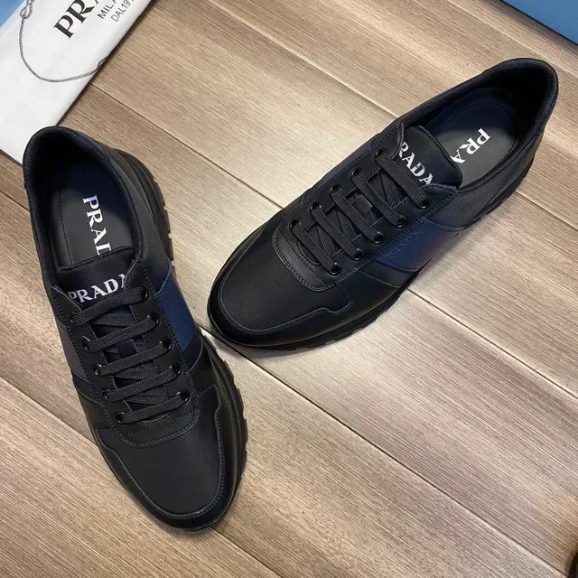 Prada Black Blue Low-Top Mixed-Material Upper Lifestyle Sneakers 6