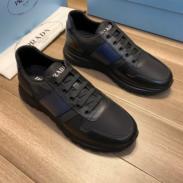 Prada Black Blue Low-Top Mixed-Material Upper Lifestyle Sneakers 7