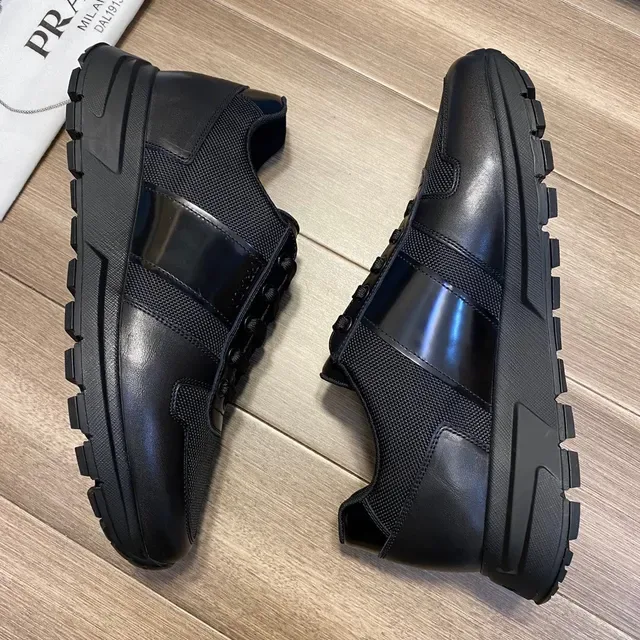 Prada Black Blue Low-Top Mixed-Material Upper Lifestyle Sneakers 8