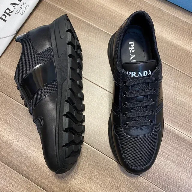 Prada Black Blue Low-Top Mixed-Material Upper Lifestyle Sneakers 9