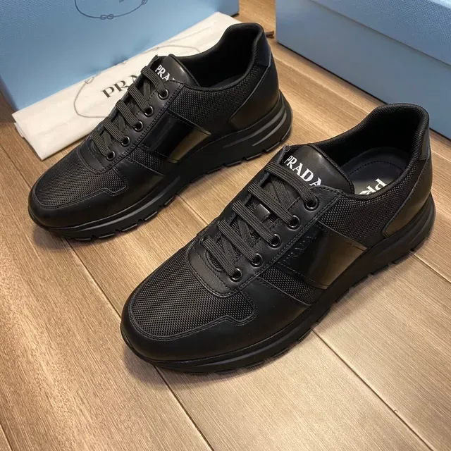 Prada Black Blue Low-Top Mixed-Material Upper Lifestyle Sneakers 10