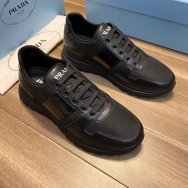 Prada Black Blue Low-Top Mixed-Material Upper Lifestyle Sneakers 11