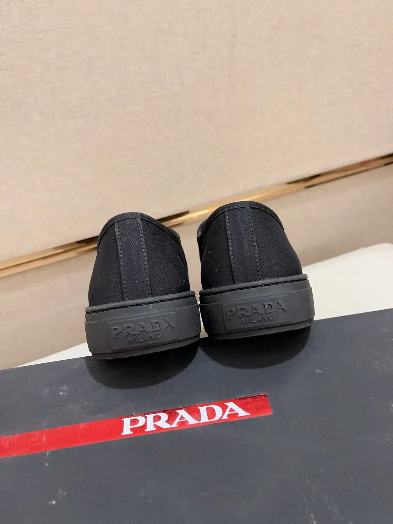 Prada Black Canvas Upper Triangular Logo Patch Lifestyle Sneakers 4
