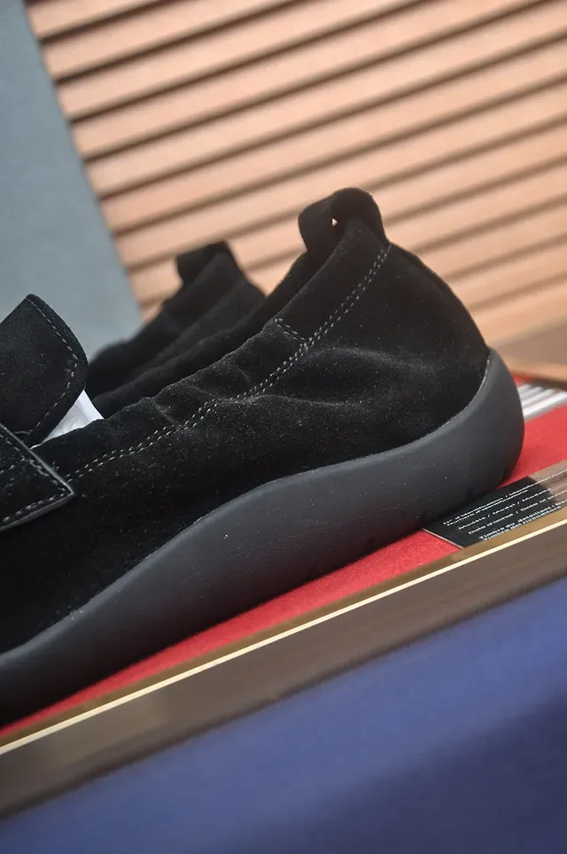 Prada Black Navy Suede Upper Single Strap Closure Loafer 2