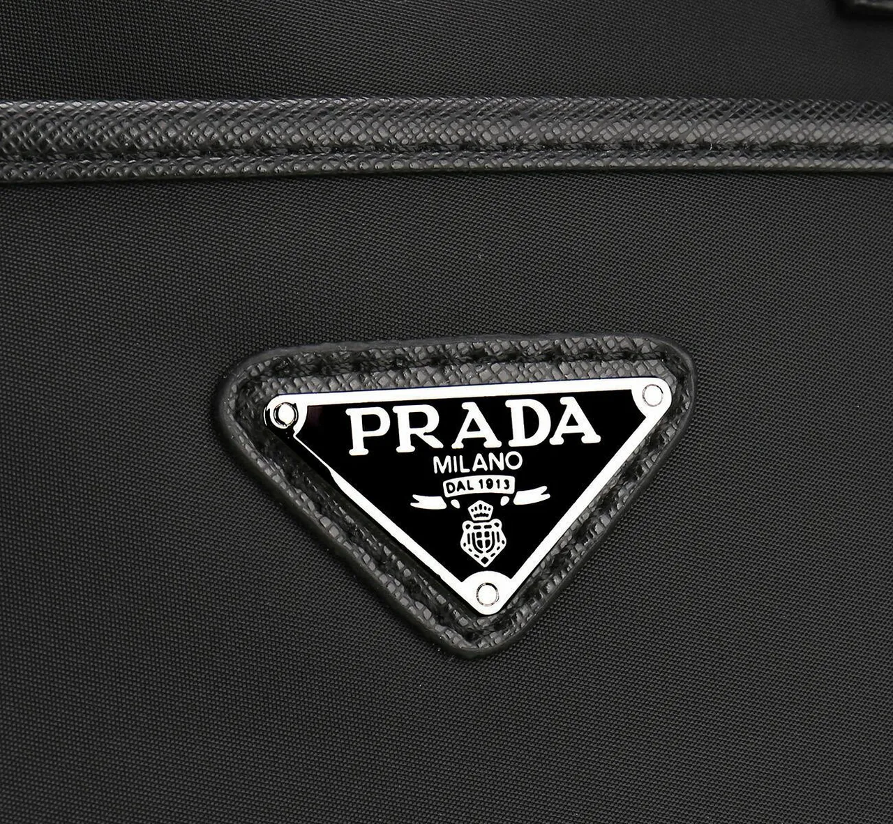 Prada Black Structured Nylon Body Saffiano Leather Trim Boston Bag 5