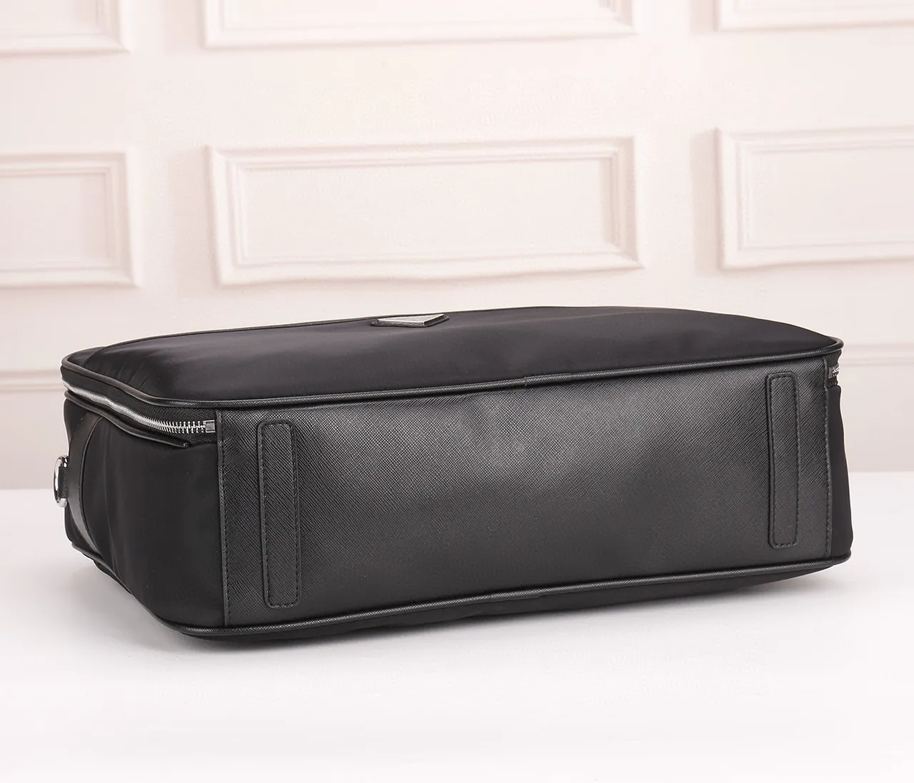 Prada Black Structured Nylon Body Saffiano Leather Trim Boston Bag 7