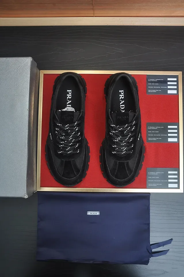 Prada Black Suede and Mesh Lifestyle Sneakers 4