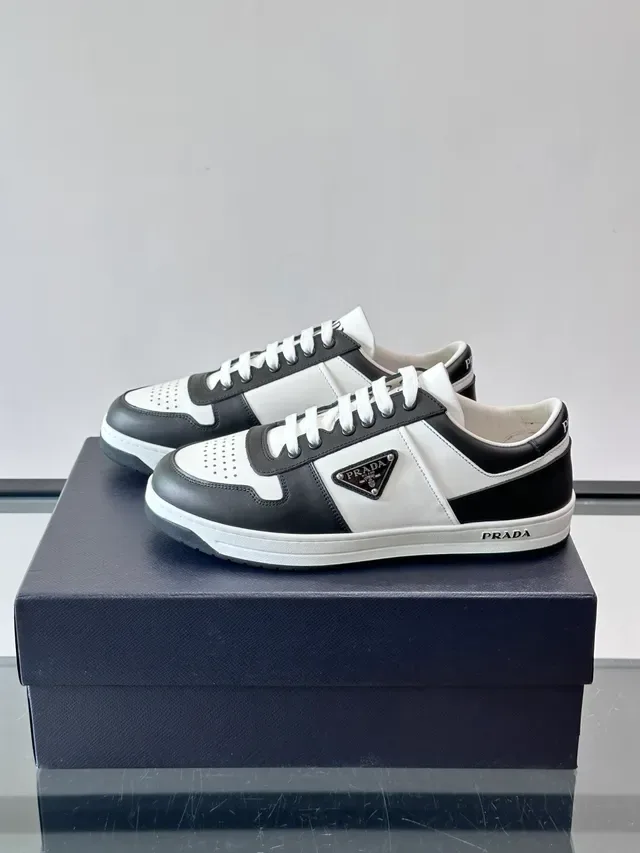 Prada Sneakers Lifestyle Noir Blanc Color-Bloqué Doigt Perforé 5