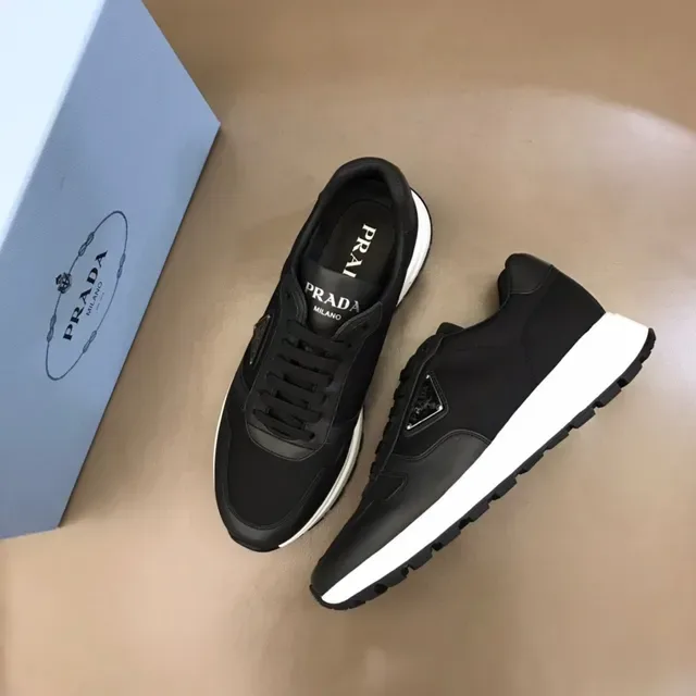 Prada Black White Low-Top Platform Sole Lifestyle Sneakers 2