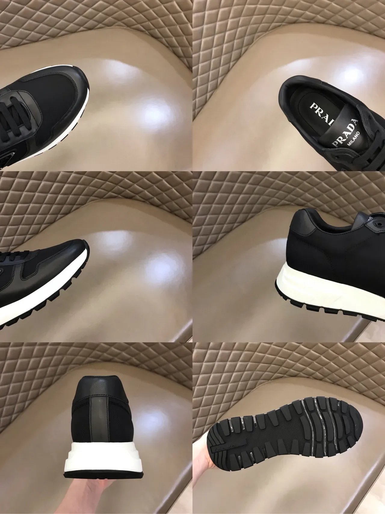 Prada Black White Low-Top Platform Sole Lifestyle Sneakers 3