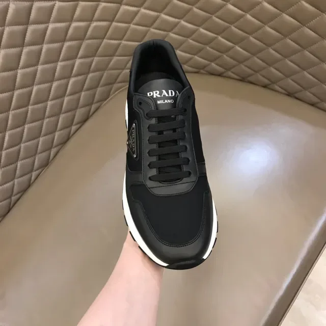 Prada Black White Low-Top Platform Sole Lifestyle Sneakers 5