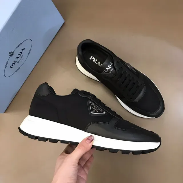 Prada Black White Low-Top Platform Sole Lifestyle Sneakers 7