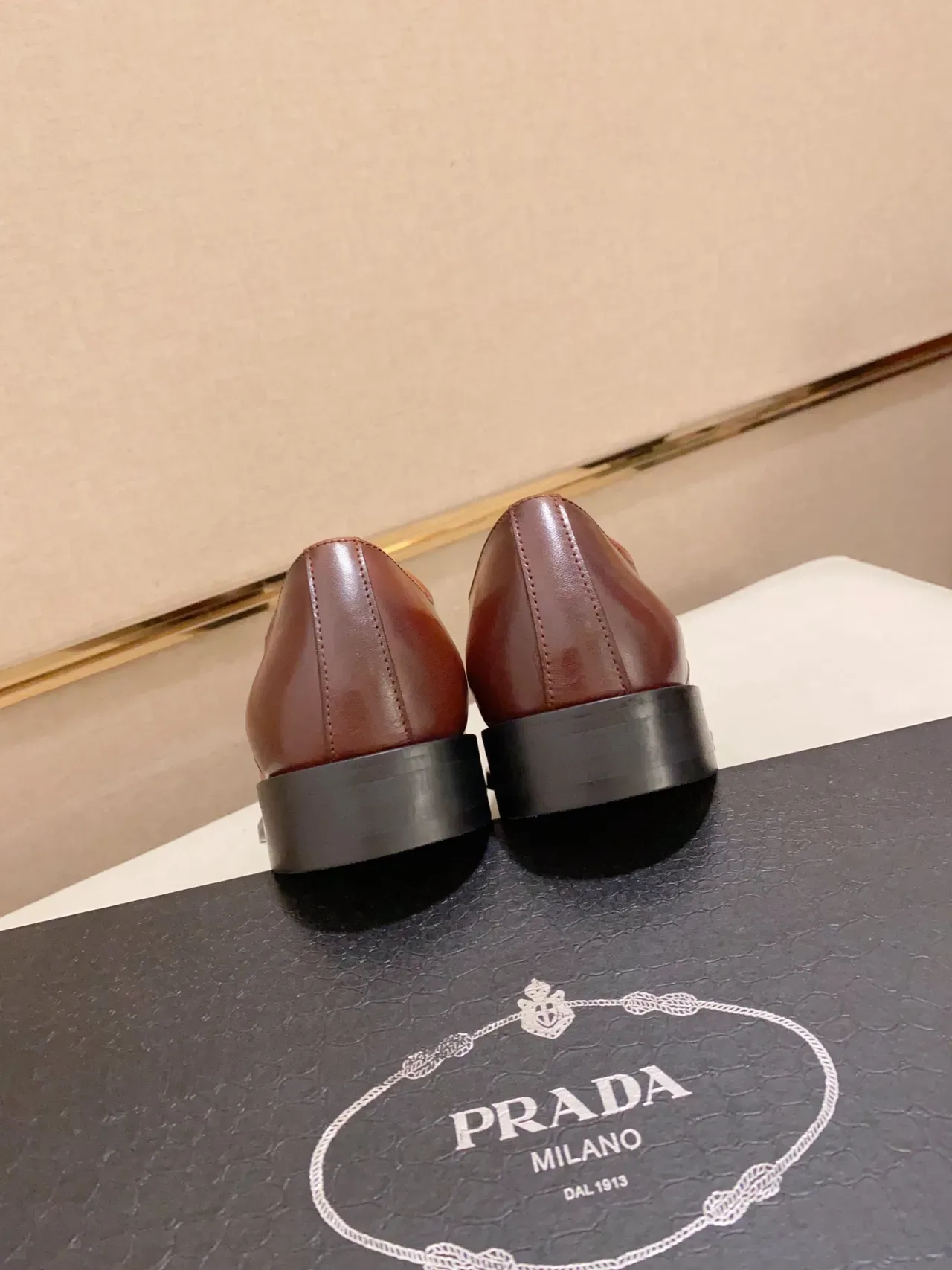 Prada Brown Black Cap-Toe Smooth Leather Oxford Shoes 3