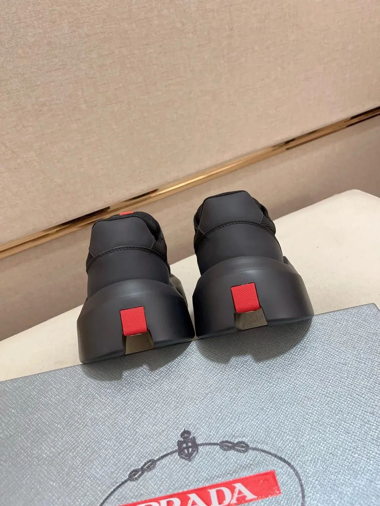 Prada Cloudbust Black and Red Chunky Sneakers 4