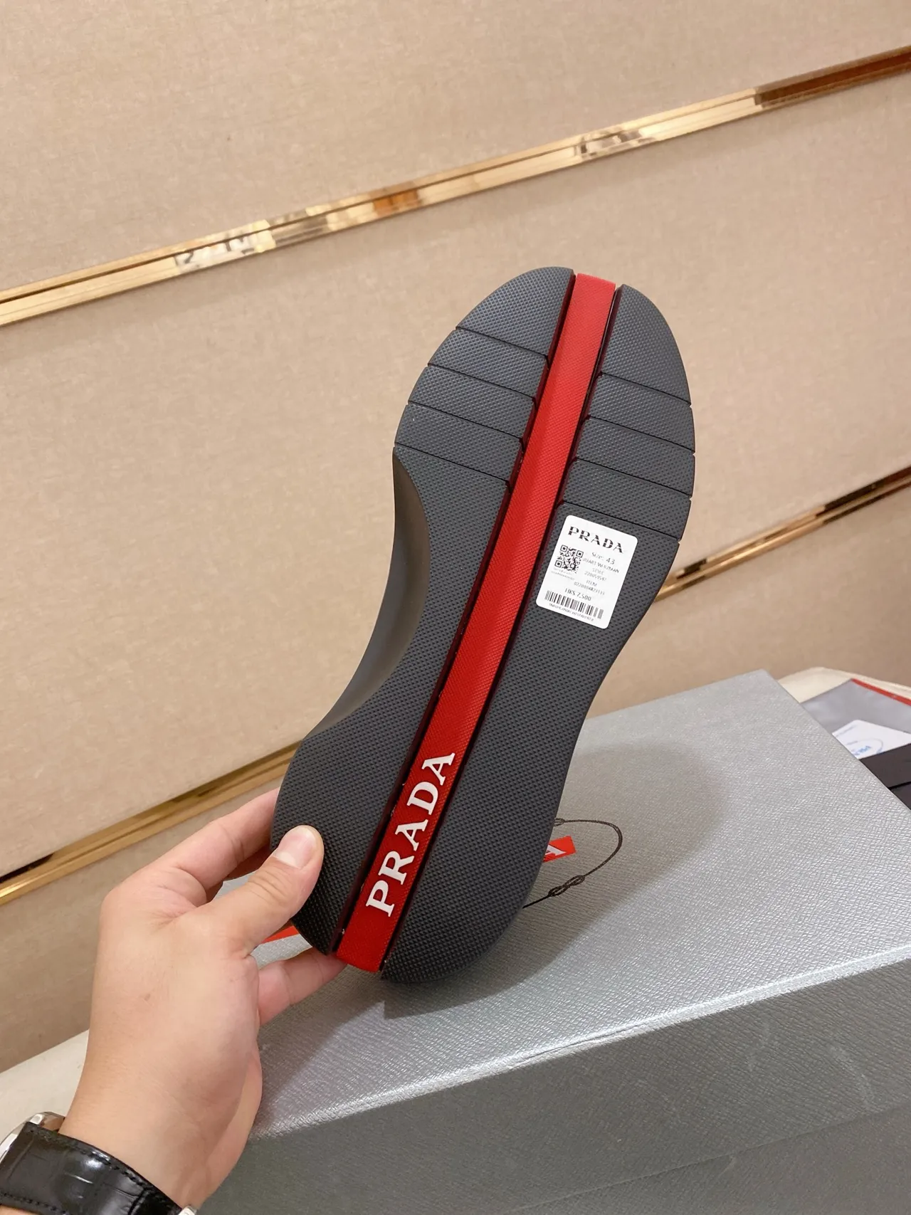 Prada Cloudbust Black and Red Slip-On Lifestyle Sneakers 3