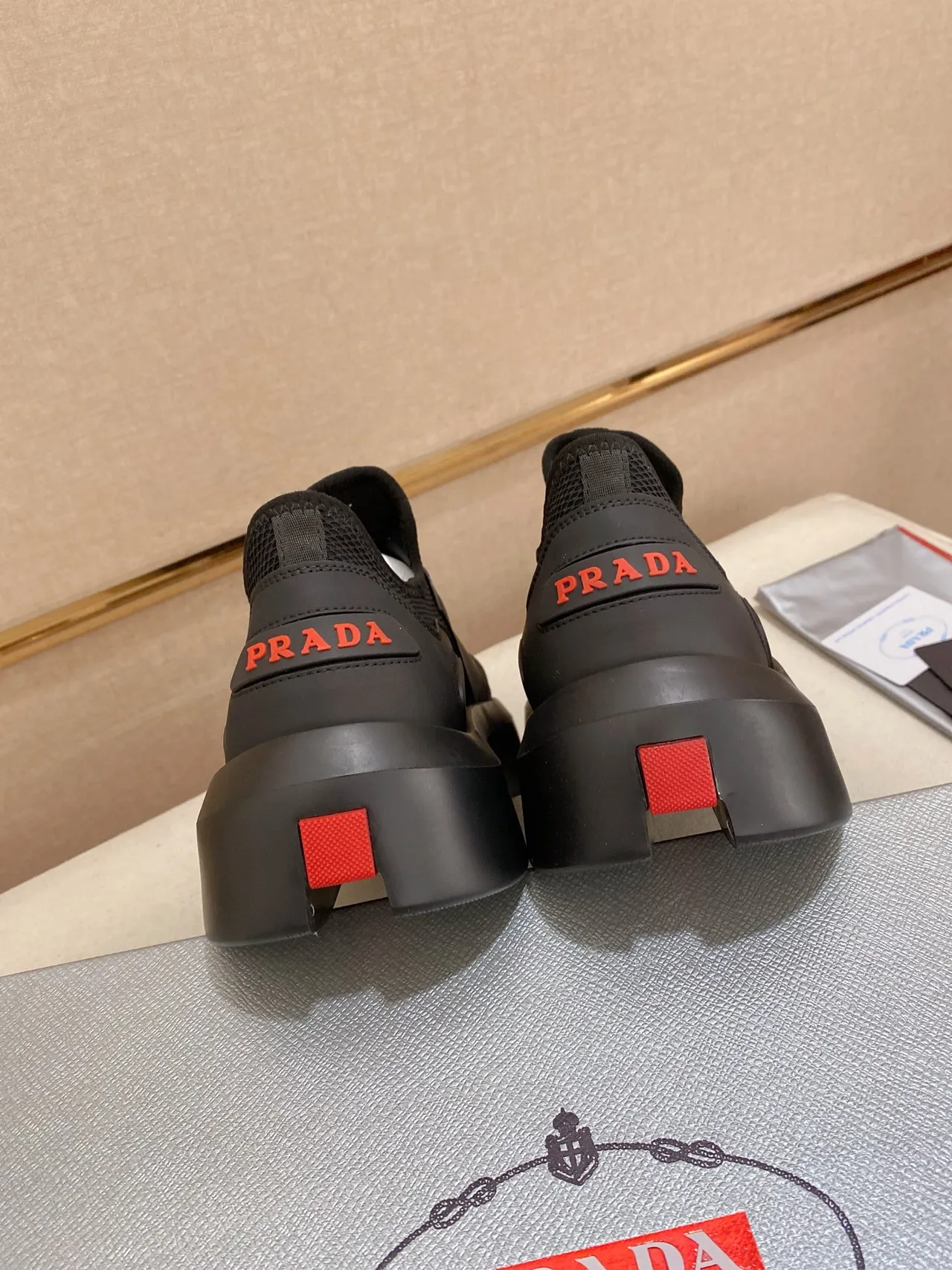 Prada Cloudbust Black and Red Slip-On Lifestyle Sneakers 4