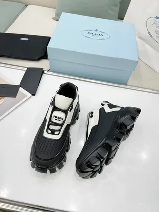 Prada Cloudbust Black and White Quilted Chunky Sneakers 4