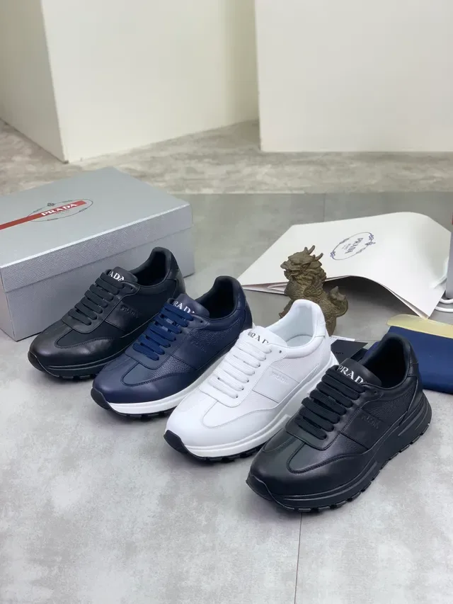 Prada Cloudbust Black Leather And Textile Upper Embossed Side Logo Lifestyle Sneakers 2