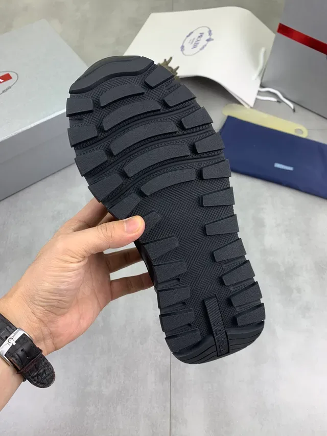 Prada Cloudbust Black Leather And Textile Upper Embossed Side Logo Lifestyle Sneakers 3