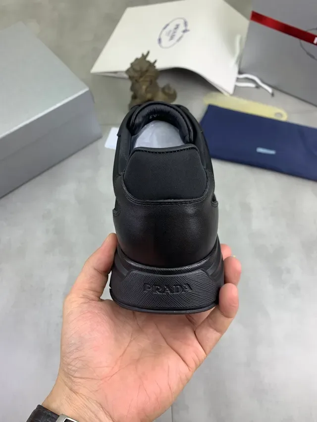 Prada Cloudbust Black Leather And Textile Upper Embossed Side Logo Lifestyle Sneakers 4