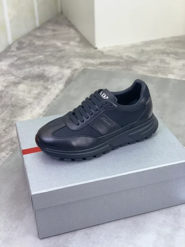 Prada Cloudbust Black Leather And Textile Upper Embossed Side Logo Lifestyle Sneakers 5