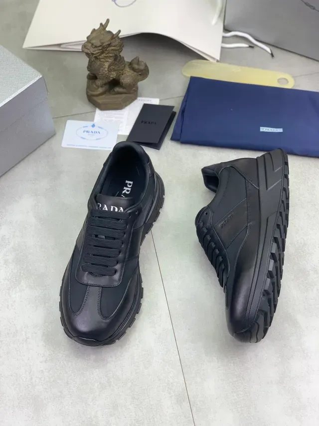 Prada Cloudbust Black Leather And Textile Upper Embossed Side Logo Lifestyle Sneakers 6
