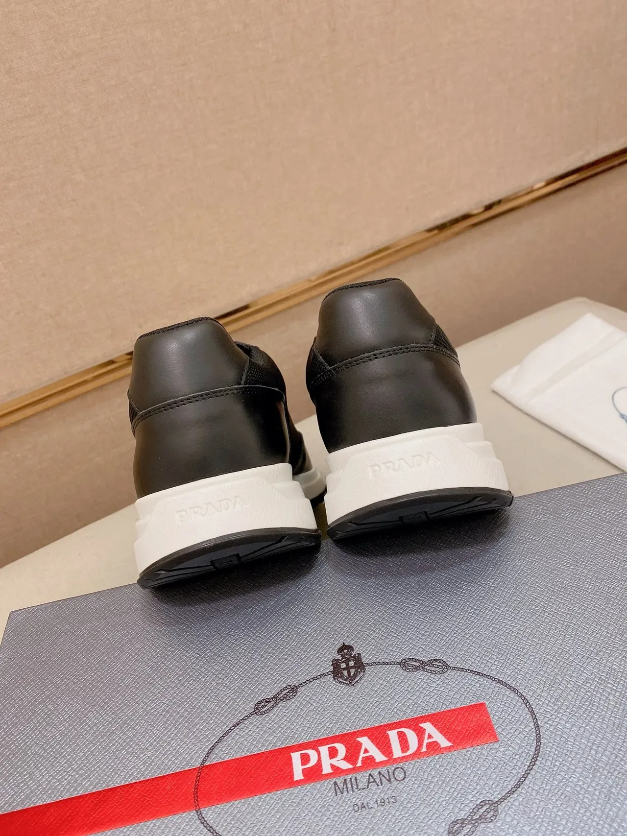 Prada Cloudbust Black Mesh and Leather Lifestyle Sneakers 4