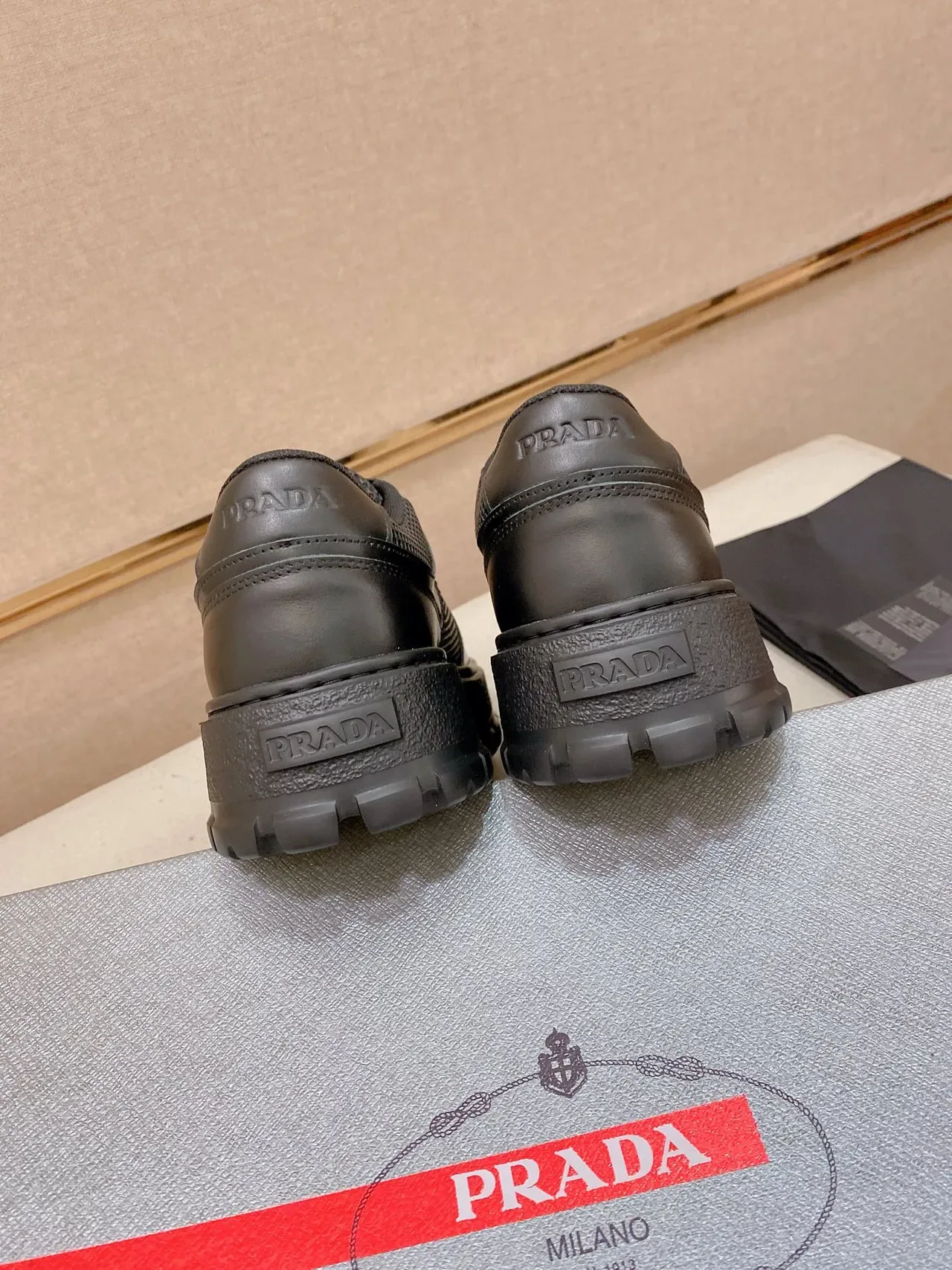 Prada Cloudbust Black Mesh and Leather Platform Lifestyle Sneakers 4