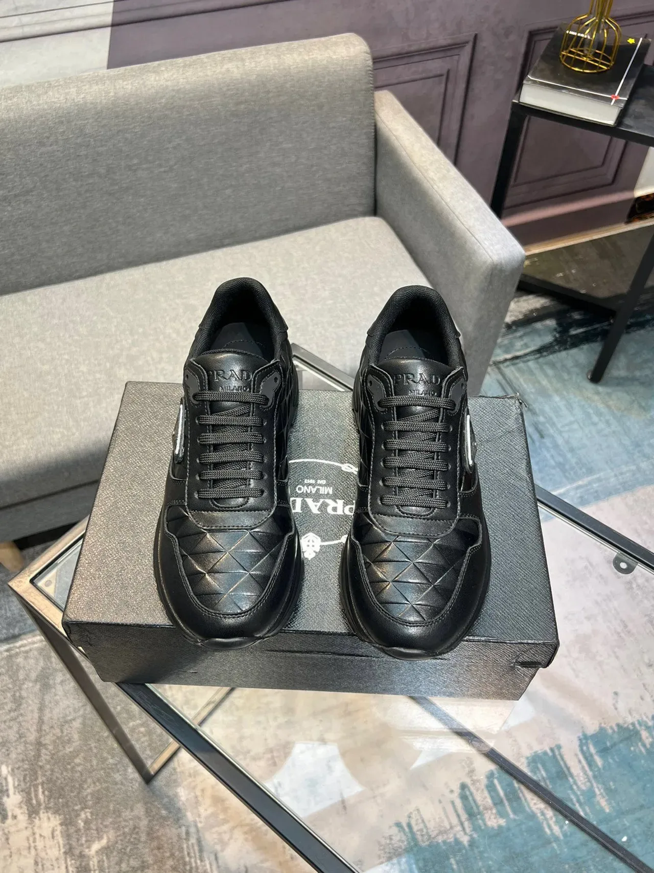 Prada Cloudbust Black Quilted Leather Lifestyle Sneakers 2