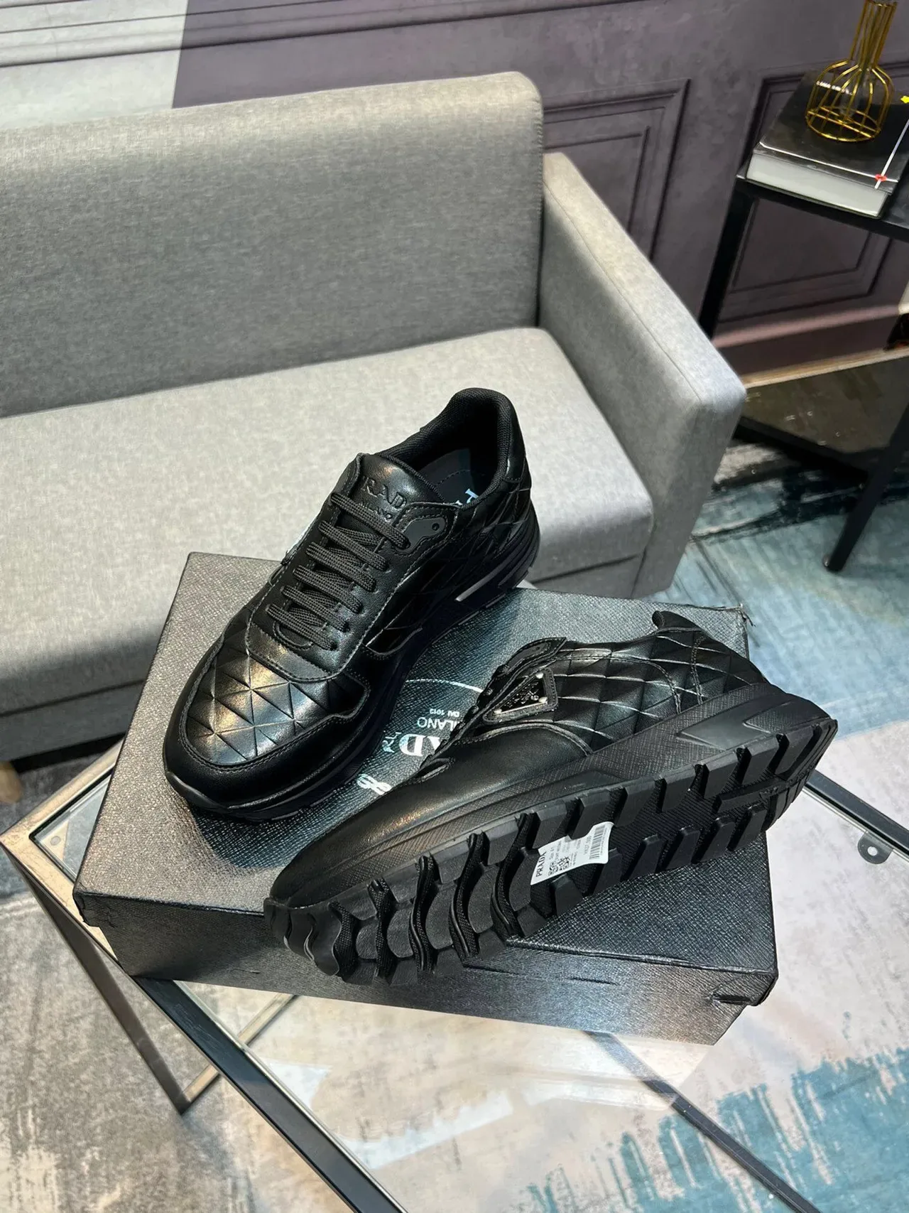 Prada Cloudbust Black Quilted Leather Lifestyle Sneakers 4