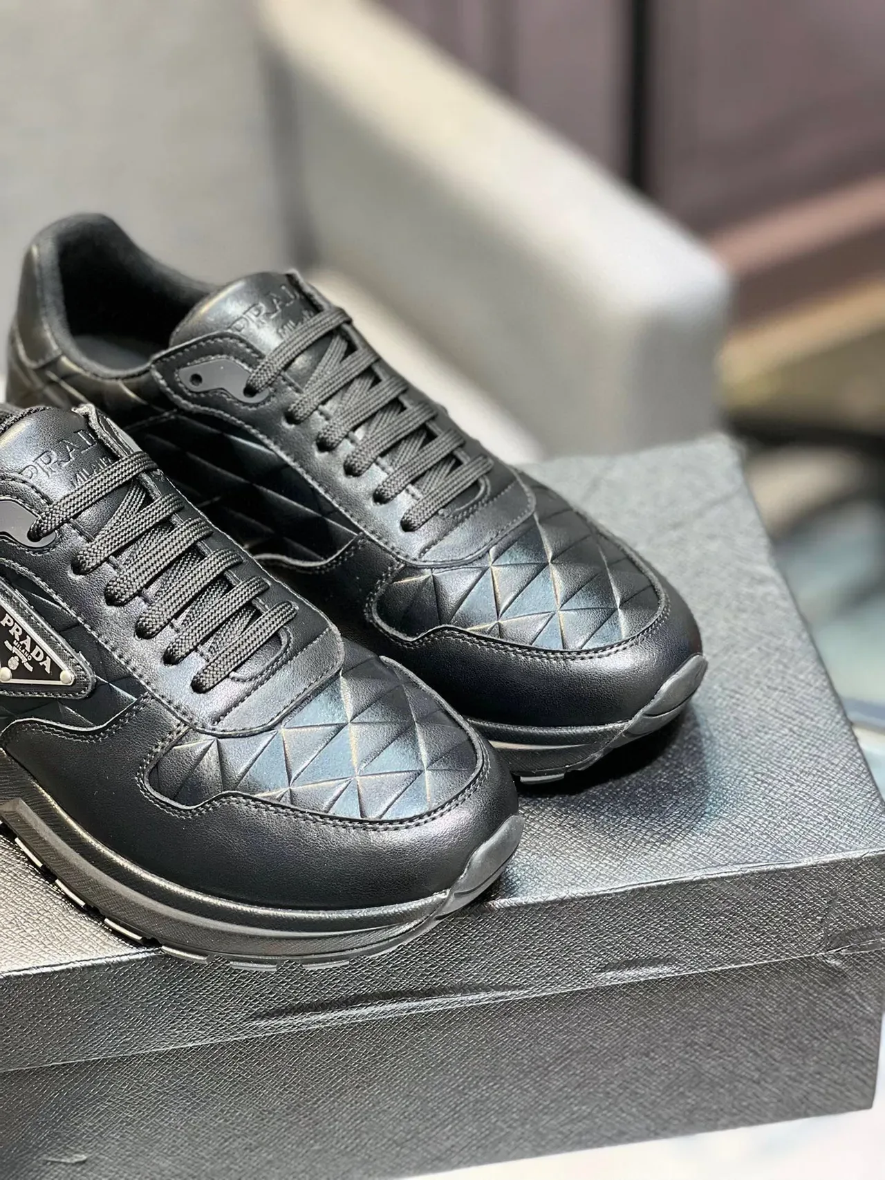 Prada Cloudbust Black Quilted Leather Lifestyle Sneakers 9