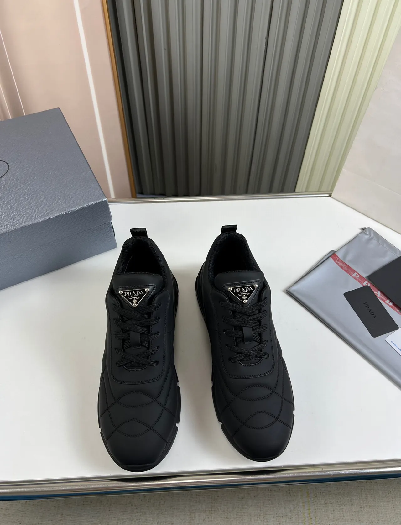Prada Cloudbust Black Quilted Padded Upper Sculpted Sole Chunky Sneakers 8