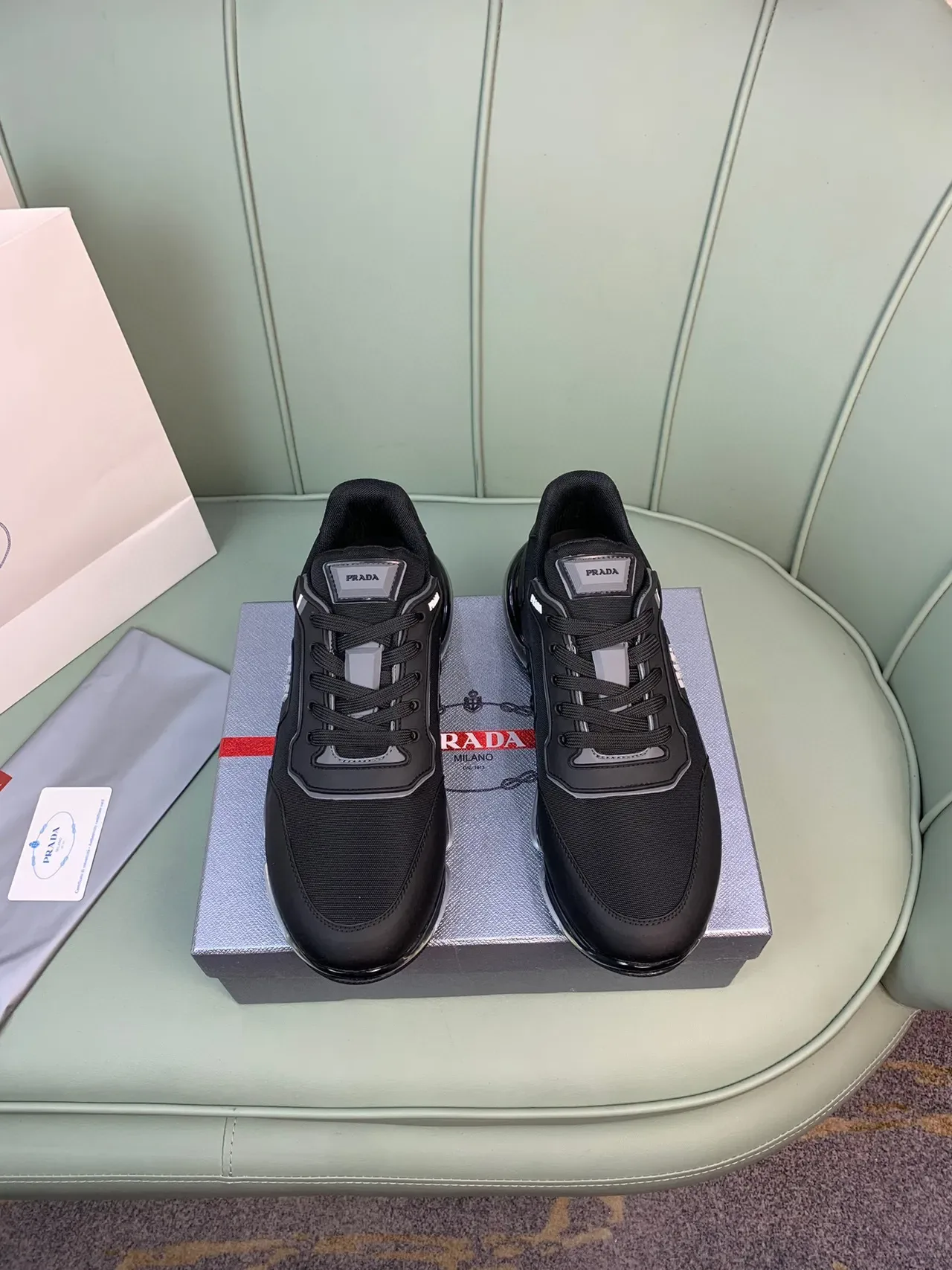 Prada Cloudbust Black Transparent Sole Chunky Sneakers 9