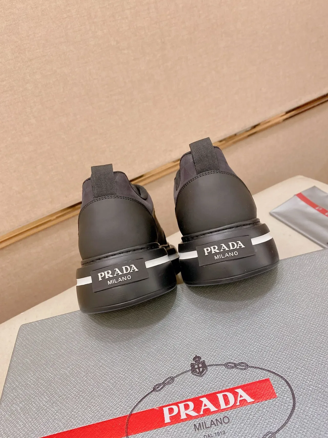Prada Cloudbust Black White Platform Sole Quilted Upper Panel Lifestyle Sneakers 3