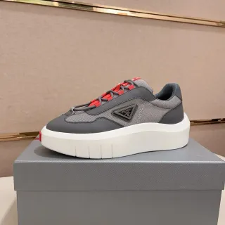 Prada Cloudbust أحذية رياضية نمط حياة منصة رمادي وأحمر