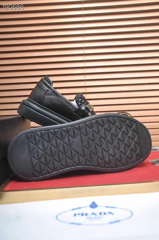 Prada Cloudbust Loafer Black Woven Leather Slip-On Loafers 2