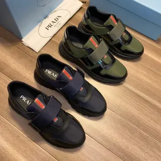 Prada Cloudbust Navy Army Green Chaussures sans lacets slip-on à double sangle lifestyle