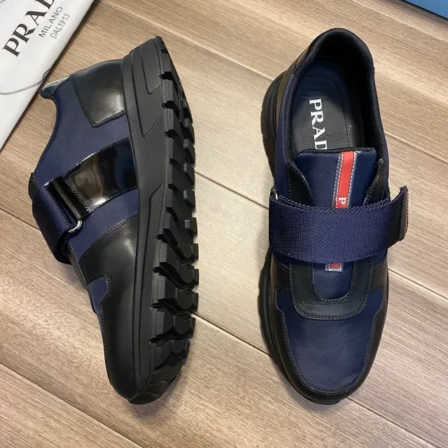 Prada Cloudbust Navy Army Green Chaussures sans lacets slip-on à double sangle lifestyle 2