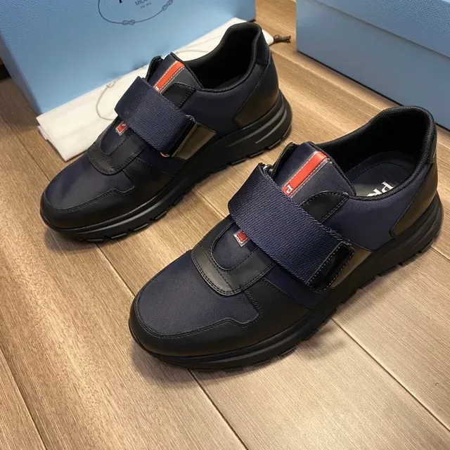 Prada Cloudbust Navy Army Green Chaussures sans lacets slip-on à double sangle lifestyle 4
