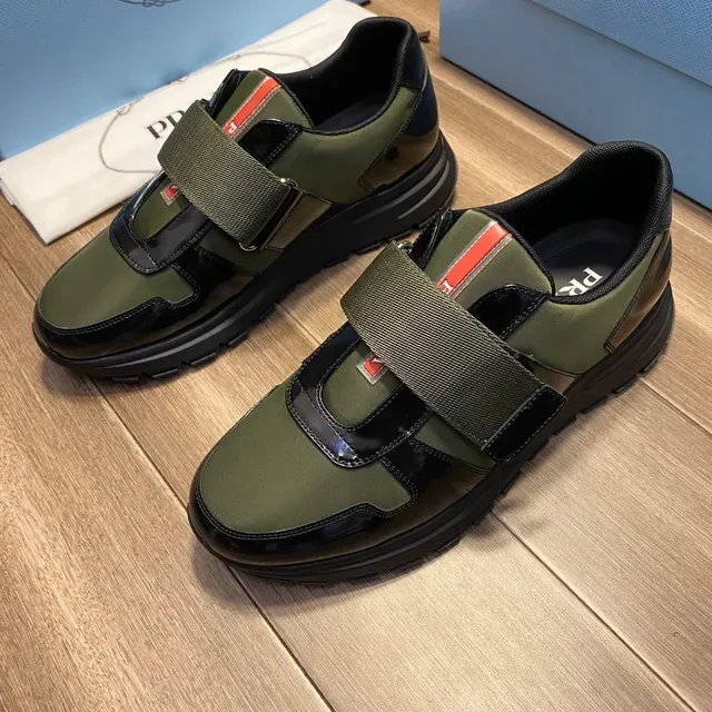 Prada Cloudbust Navy Army Green Chaussures sans lacets slip-on à double sangle lifestyle 9
